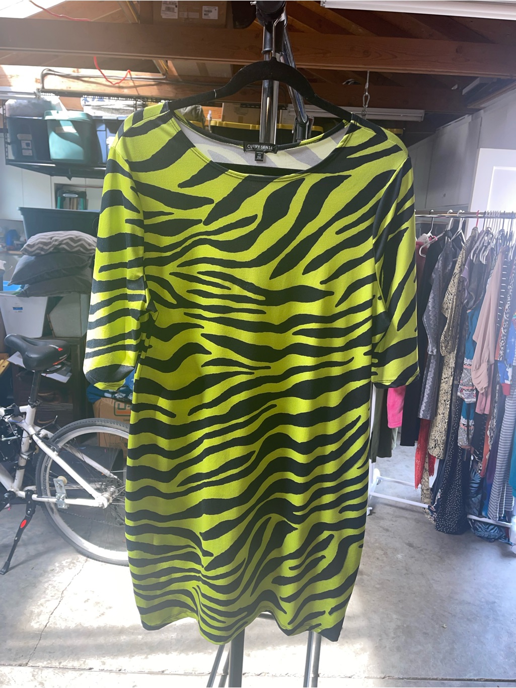 Neon Green Zebra-Print Shift Dress - Unbranded